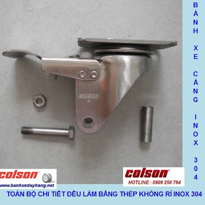 Bánh xe PA phi 100 không xoay càng inox 304 Colson Mỹ | 2-4408-254 banhxedayhang.net