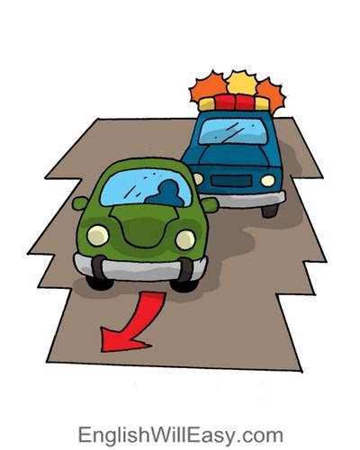 Picture Card For Kids- Phrasal Verbs- pull over Picture Card For Kids- Phrasal Verbs- pull over