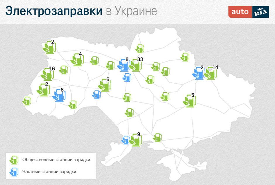 Карта Электрозаправок в Украине