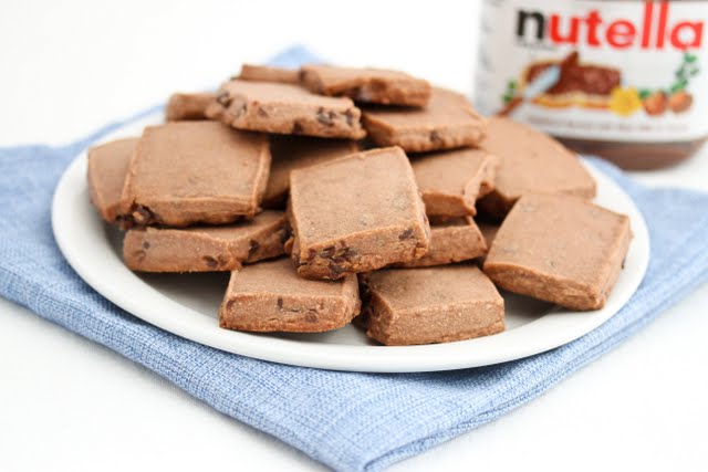 photo of a plate of Nutella Shortbread Cookies