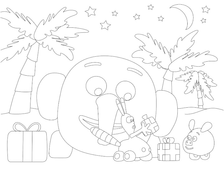Jungle Junction: Gift Exchange Coloring Page | Coloring Funs