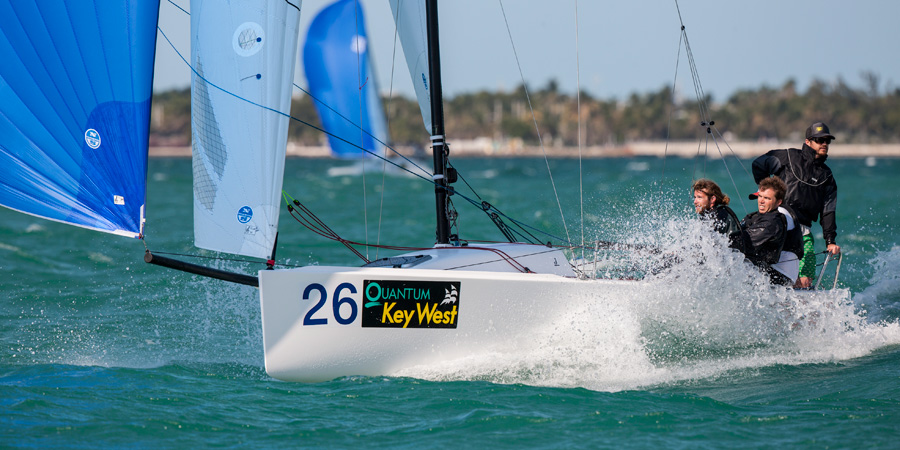 J/70 one-design sailboat- sailing fast off Key West