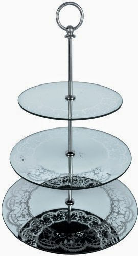Black And White 3 Tier Glass Dessert/Cake Stand