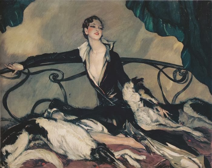 Jean-Gabriel Domergue - Woman with Greyhounds
