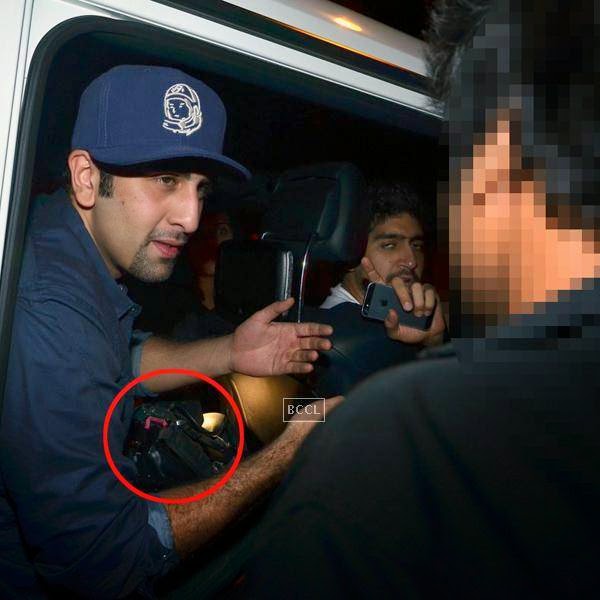 Ranbir Kapoor refuses to hand over the video camera after a spat with the media person at Olive, Mumbai. (Pic: Viral Bhayani)
