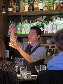 Essential Classic Cocktails, a cocktail class with David Shenault and Alan Akwai- teaching us about stirring right
