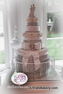 Art Eats Bakery Taylor S Sc Premier Cake Boutique 5 Tier Cinderella Princess And Prince Charming Custom Wedding Cake With Rhinestones Bow Brooch Crystal Stand