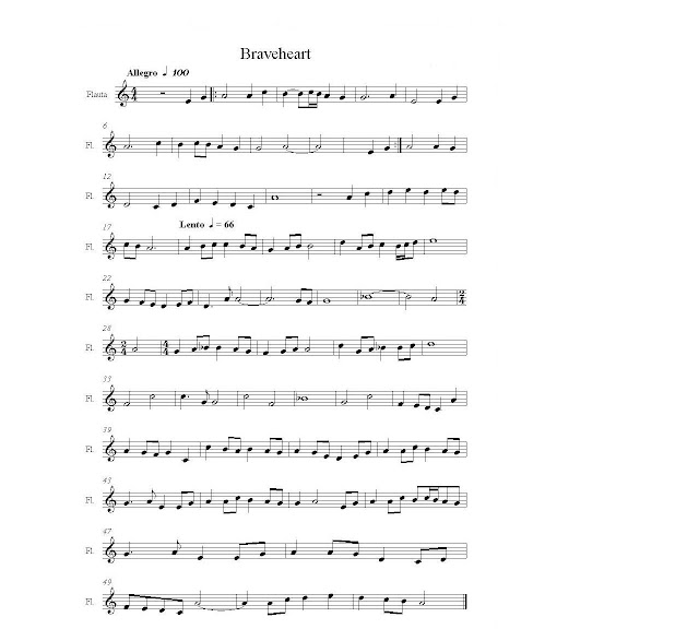 Braveheart de James Horner Partitura fácil para Flauta. BSO