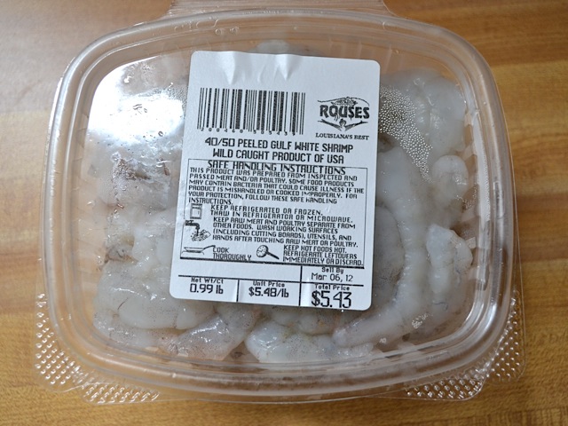raw shrimp in packaging 