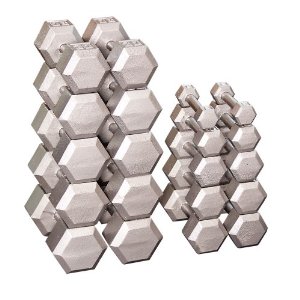  Body Solid SDS550 5-50-Pound Grey Hex Dumbbell Set