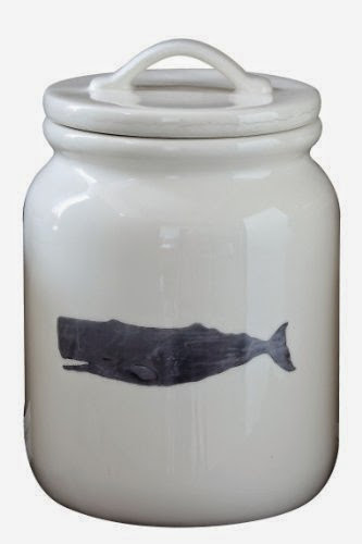  Creative Co-Op Dolomite Canister with Whale Image, 9.75-Inch