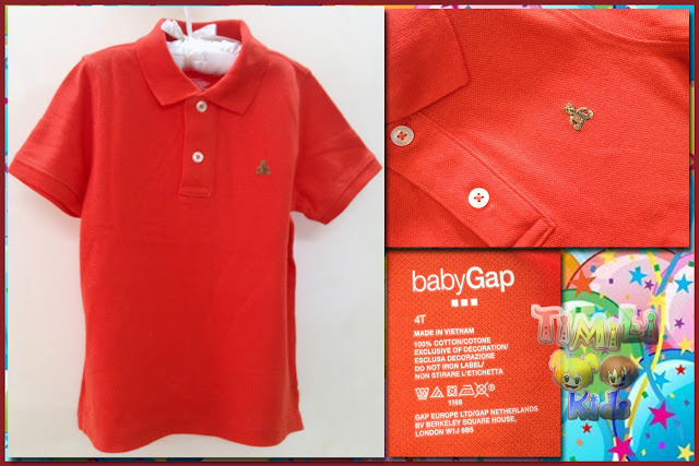 Áo thun bé trai cổ trụ hiệu babyGap, hàng xuất xịn made in vietnam, màu cam.