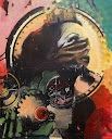 series of mixed-media paintings