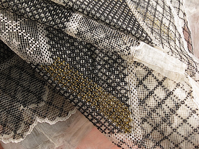 a close-up of Patis Tesoro's lacy piña cloth
