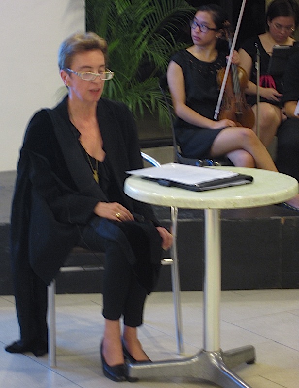 Amanda Burrell reading poems at the Ateneo de Manila's 'Literature and Music'