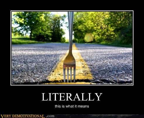 photo of fork stuck in the road