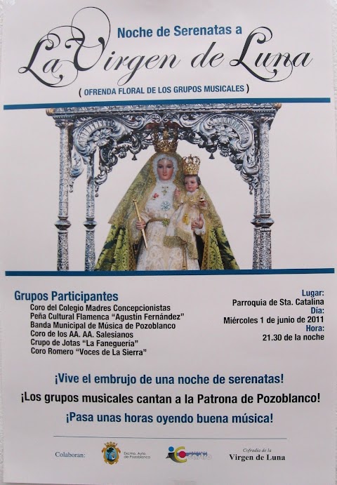 ACTUALIZADO: Nuestra banda, colaborará junto a otros grupos,  en la "Noche de serenatas a la Virgen de Luna" el 1 de junio de 2011