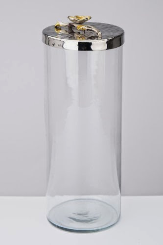  New! Beautiful Two Tone Glass Canister-Sm w Sprinkle Frangipani Design