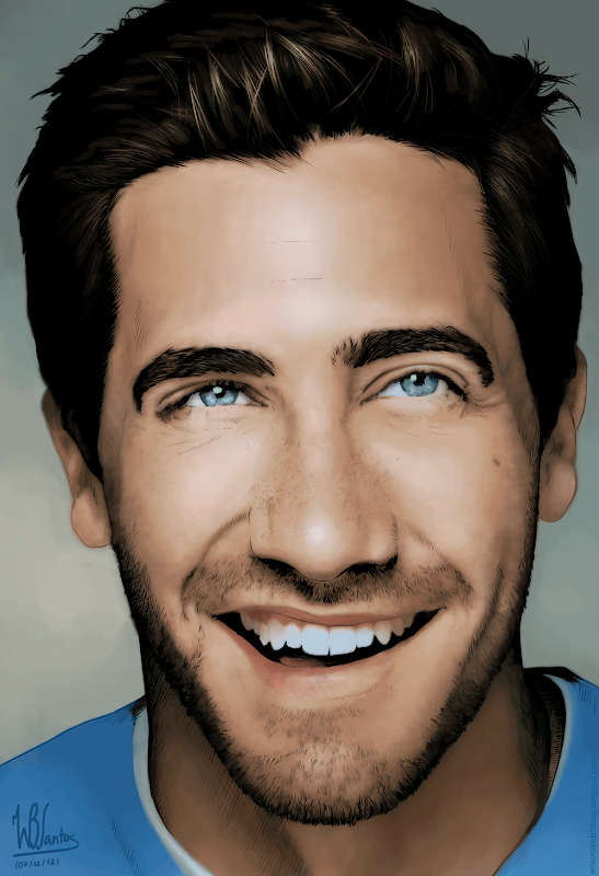 Colored ink drawing of Jake Gyllenhaal, using Krita 2.5. Colored ink drawing of Jake Gyllenhaal, using Krita 2.5.
