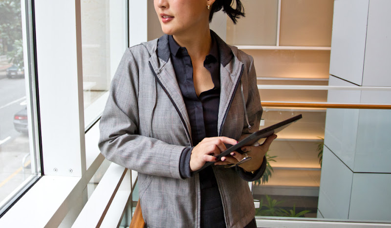 Women's GP Exec Hoodie: Fit Shot by Window