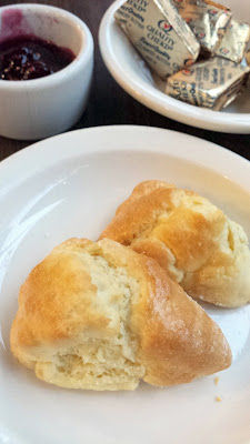 Zell's Cafe greeting of complimentary mini biscuits with butter and jam