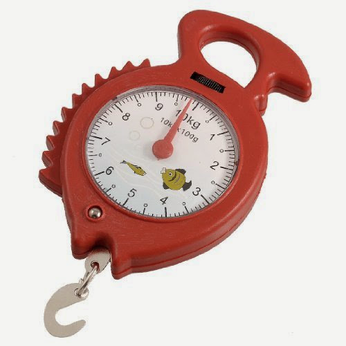  Red Fish Shape Round Dial Weight Luggage Analog Hanging Scale 10kg 22lb