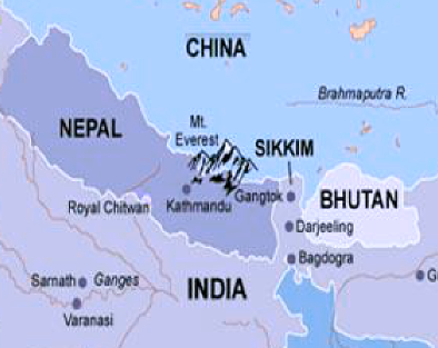 Bhutan, China, India and Nepal