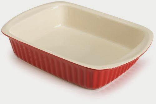  Good Cook 2.5 Quart Rectangle Ceramic Dish, Red