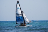 blue catamaran