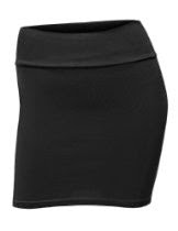 <br />Doublju Women's Fitted Knit Mini Skirt with Wide Waist Band