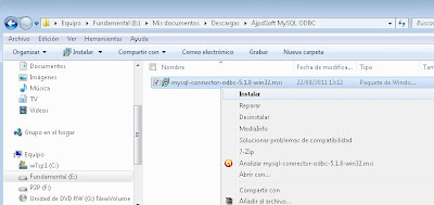 Instalar driver ODBC x32 de MySQL Server en Microsoft Windows 7 x64