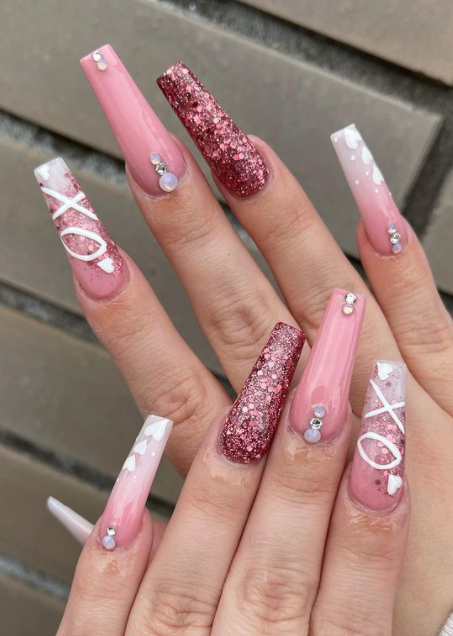 With Love pink ombre nail 