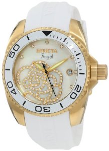  Invicta Women's 0488 Angel Collection Cubic Zirconia Accented Polyurethane Watch