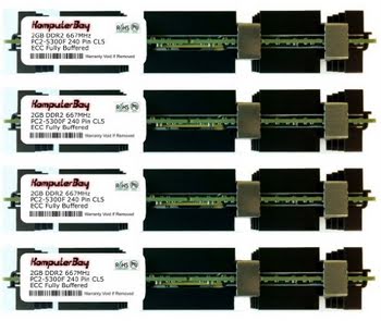Komputerbay 8GB (4x 2GB) DDR2 PC2-5300F 667MHz CL5 ECC Fully Buffered 2Rx4 FB-DIMM (240 PIN) w/ Heatspreaders for Apple computers