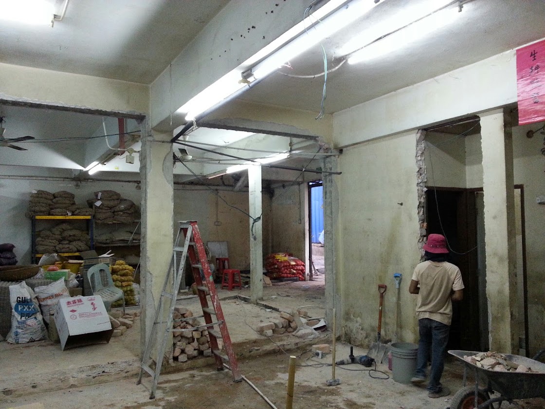 demolish toilet wall