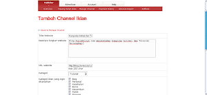 Form Manage Channel iklan