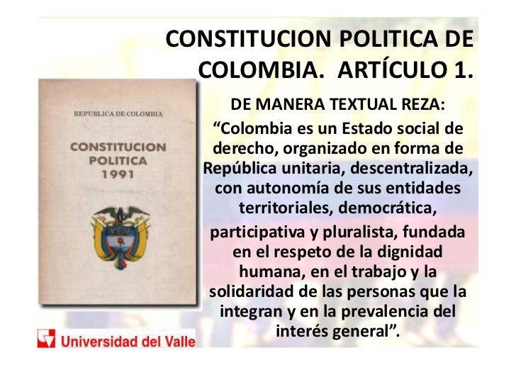 Resultado de imagen de constitucion politica de colombia articulo 1