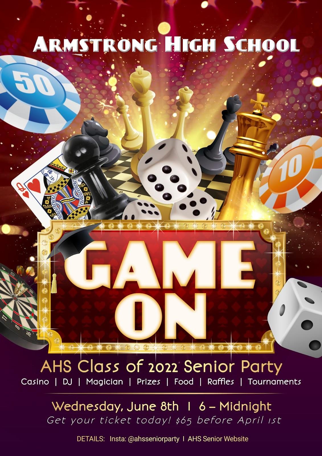 Game On Senior Party flyer