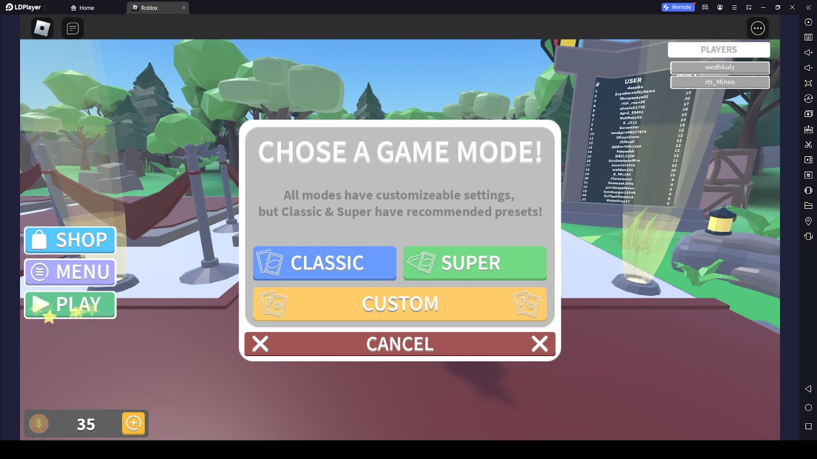 Choose a Mode to Play