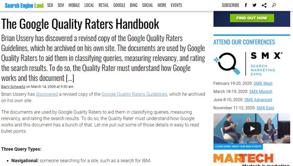 Fuite du Search Quality Raters Guidelines