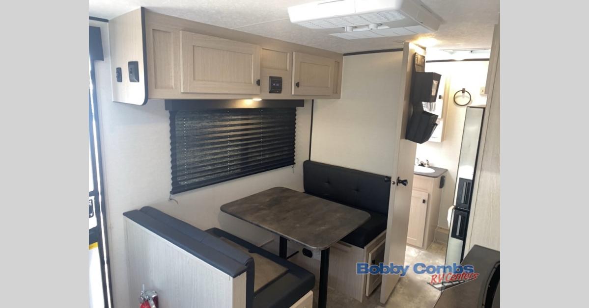 The living space in this unit is perfect for a weekend at the campground.