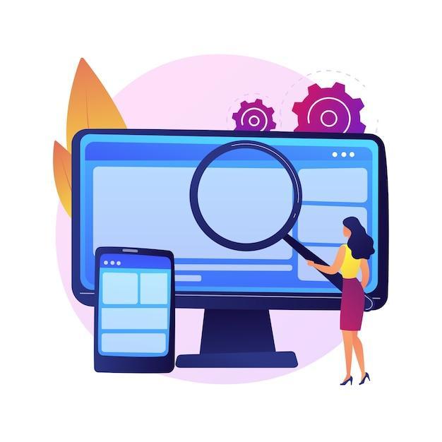 Web design. production and maintenance of websites. web graphic, interface design, responsive website. software engineering and development colorful icon. Free Vector