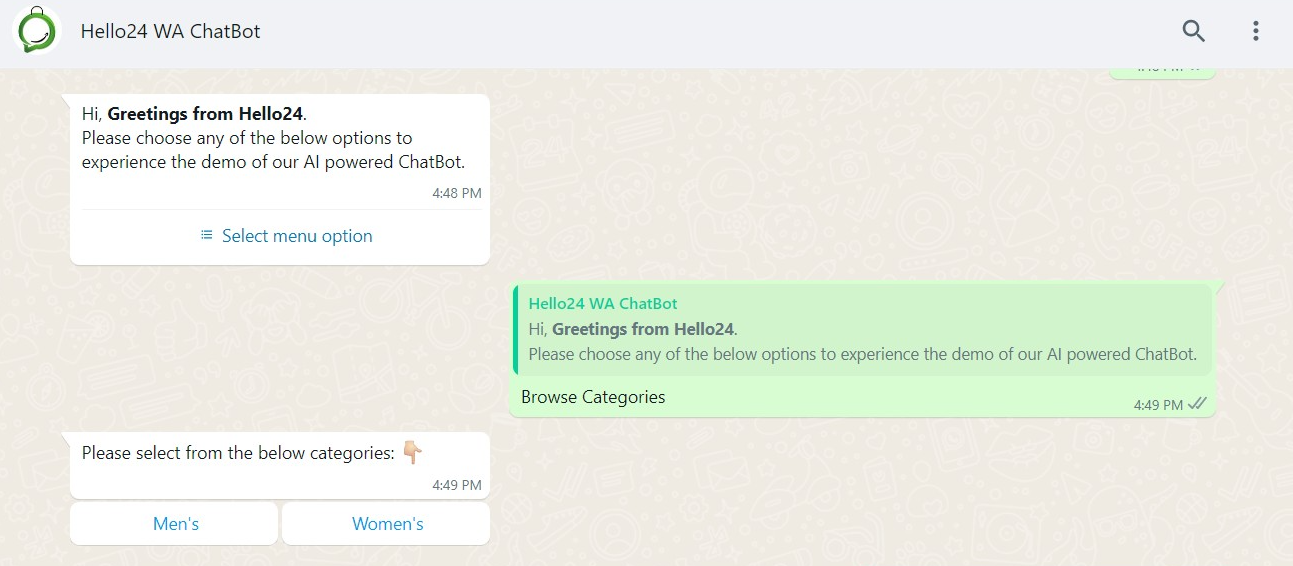 WhatsApp Chatbots untuk Layanan Pelanggan di India oleh hello24ai
