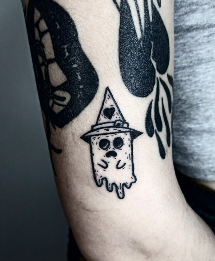 Black Spooky Ghost Tattoo 