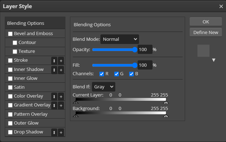 Blending options in photopea