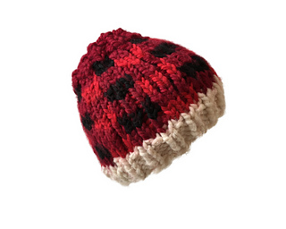 buffalo plaid messy bun beanie on white background