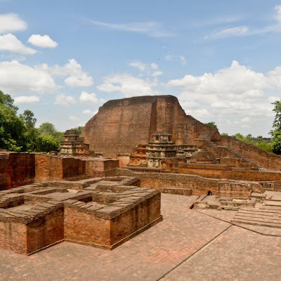 Excavated Remains of Nalanda Mahavihara: View of Site no. 03 and structure to north of Site no. 1B from East © Rajneesh Raj/UNESCO