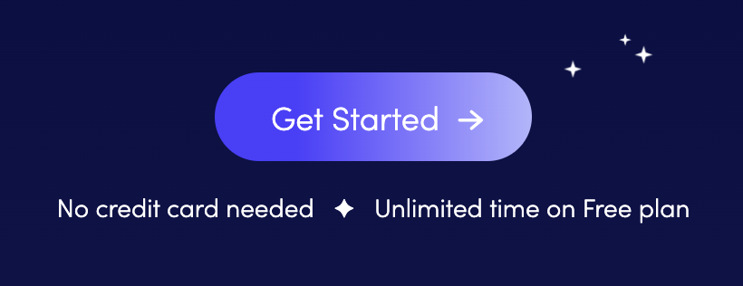 A purple to lilac gradient CTA button with white text that says "Get started" against a navy backdrop.