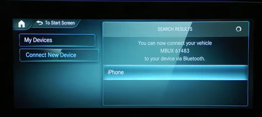 screen for pairing iPhone via bluetooth to MBUX on Mercedes