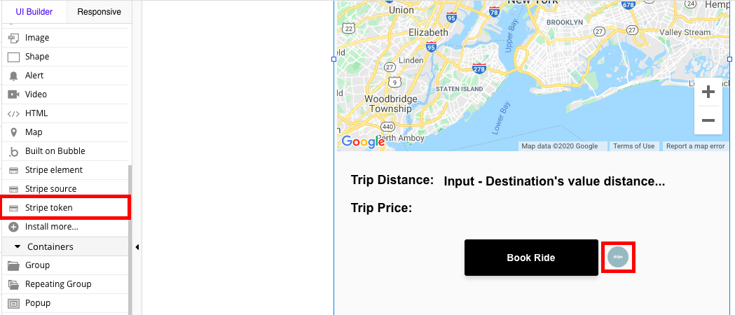 Bubble Stripe Token when Booking Ride in Uber Clone App